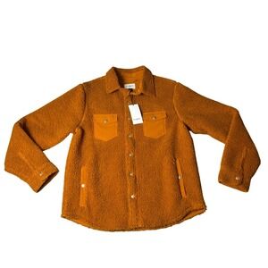 Goodfellow & Co Sherpa Lined Shirt Jacket Rust Orange Size M